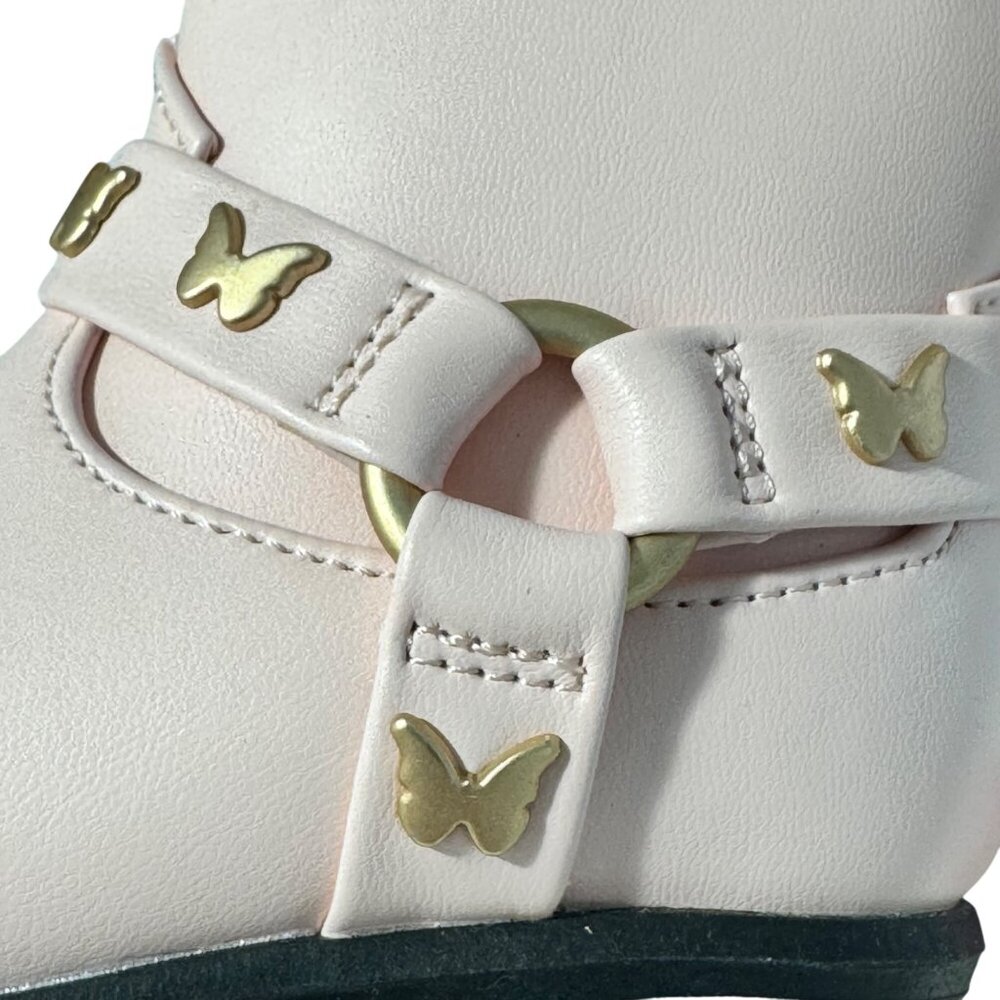 Cat & Jack Girls Butterfly Pink Gracie Boots size 5 Faux Leather Strappy Zip New - Picture 12 of 15